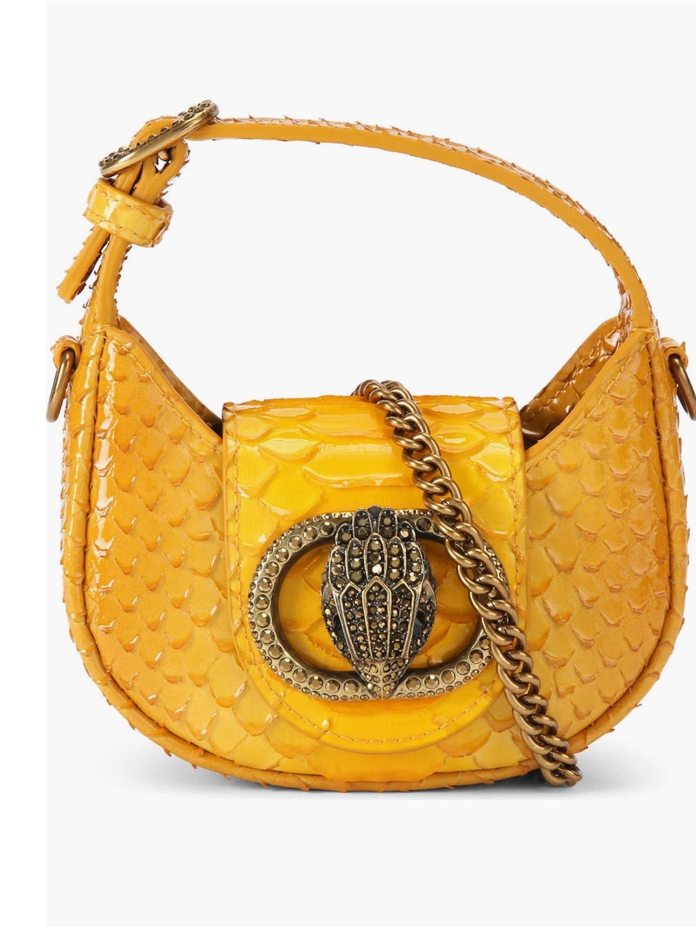 Kurt Geiger Yellow Textured Mini Shoulder Bag with Chain Detail